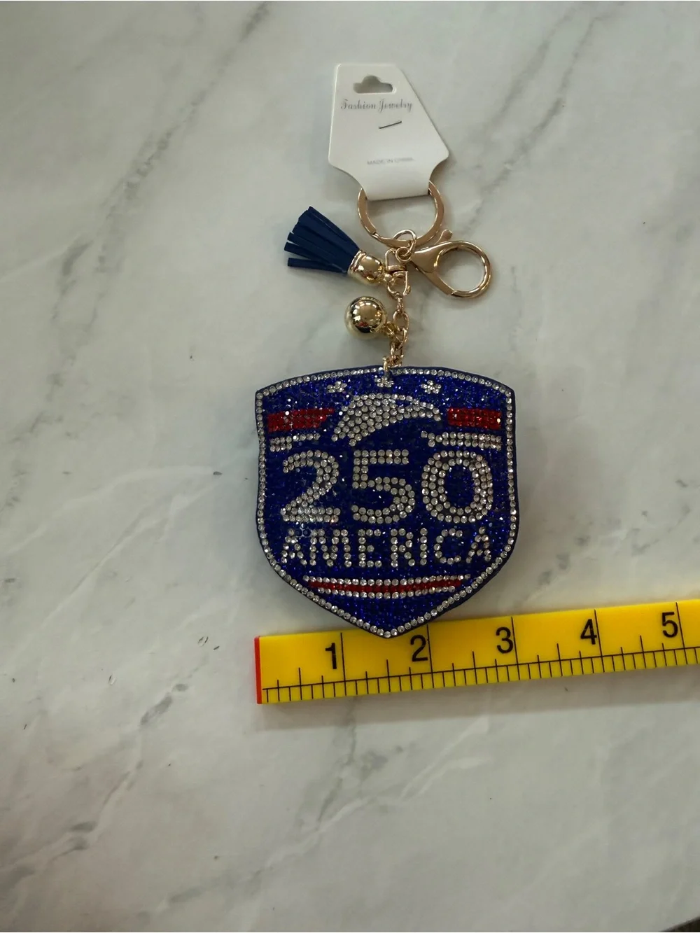 🔑 NWT America 250 Semi/Quincentennial Patriotic Bling Puffy Keychain Bag Charm